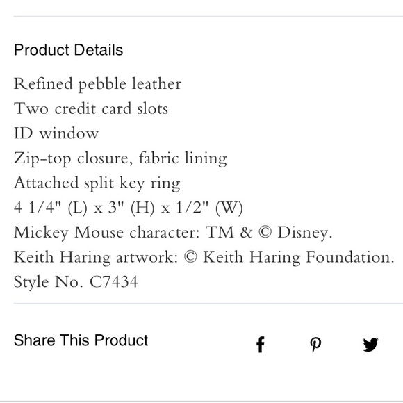 COACH Collab Keith Haring & Disney Mickey Mouse Card Holder NWT - Picture 4 of 4